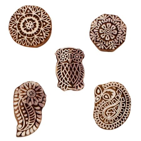 Set of 5 Piece New Mix Wooden Printing Blocks